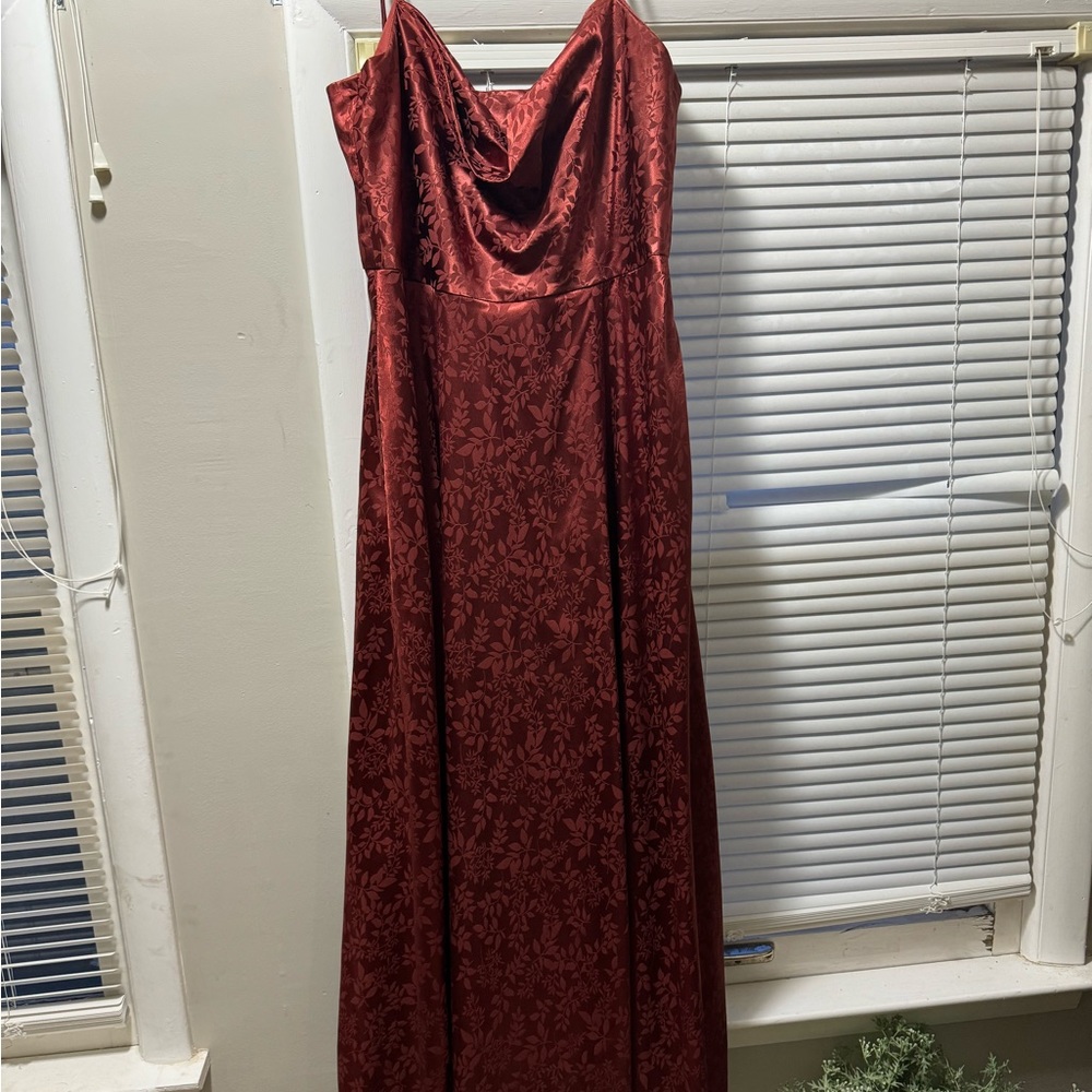 Elegant Red Satin Floral Maxi Wedding Dress